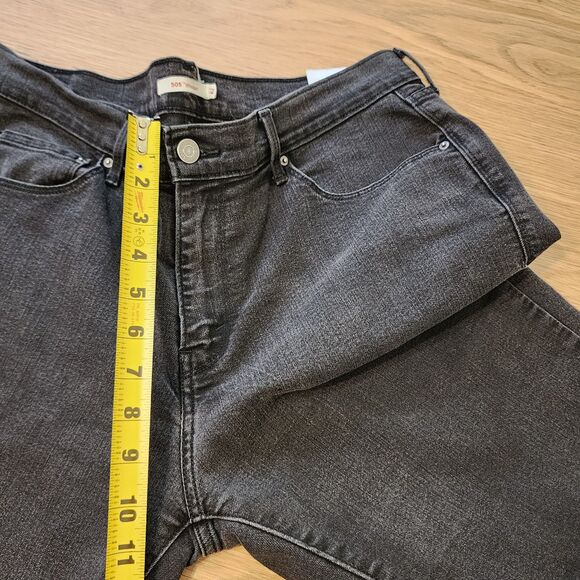 Levis 505 Denim Jeans womens 32 Straight Leg Black Faded Rockstar Grunge 36x32 - Picture 6 of 12